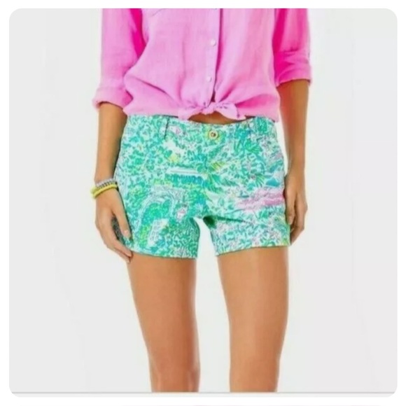 NWT Lilly Pulitzer Callahan Knit Short in Gustavia Green Sunshine City - Picture 2 of 7